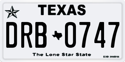 TX license plate DRB0747