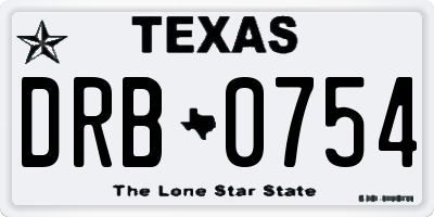 TX license plate DRB0754