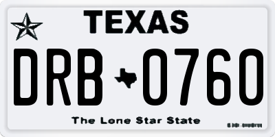 TX license plate DRB0760