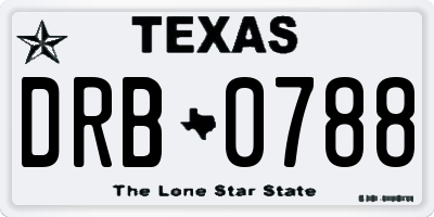 TX license plate DRB0788