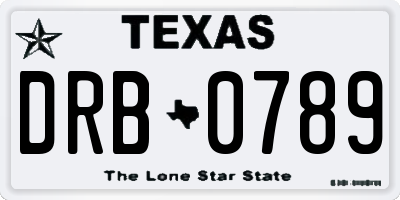 TX license plate DRB0789