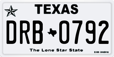 TX license plate DRB0792