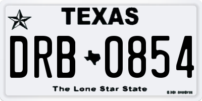 TX license plate DRB0854