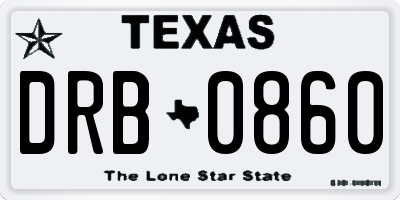 TX license plate DRB0860