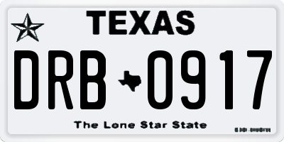 TX license plate DRB0917