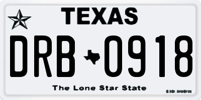 TX license plate DRB0918