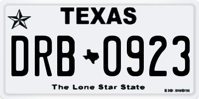 TX license plate DRB0923