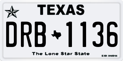 TX license plate DRB1136