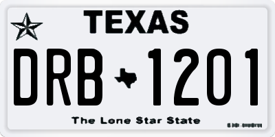 TX license plate DRB1201