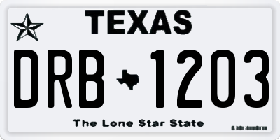 TX license plate DRB1203