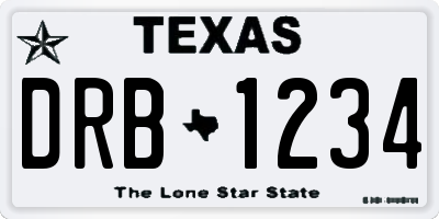 TX license plate DRB1234