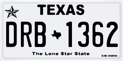 TX license plate DRB1362
