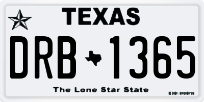 TX license plate DRB1365