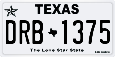 TX license plate DRB1375