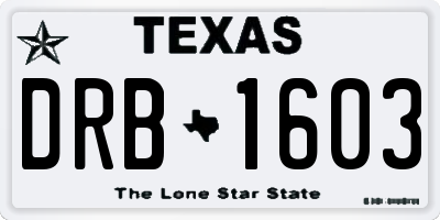 TX license plate DRB1603
