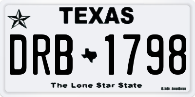 TX license plate DRB1798