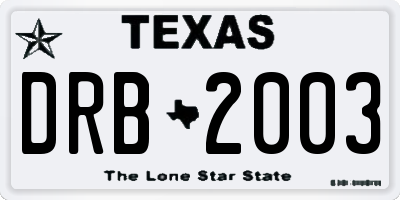 TX license plate DRB2003