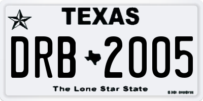 TX license plate DRB2005