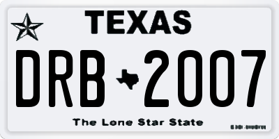 TX license plate DRB2007