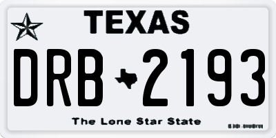 TX license plate DRB2193