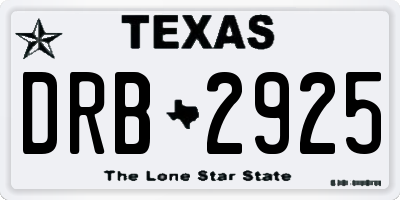 TX license plate DRB2925