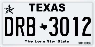 TX license plate DRB3012