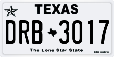 TX license plate DRB3017