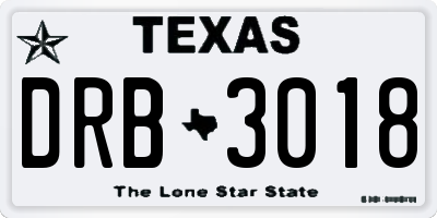 TX license plate DRB3018