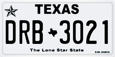 TX license plate DRB3021