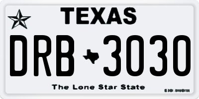 TX license plate DRB3030