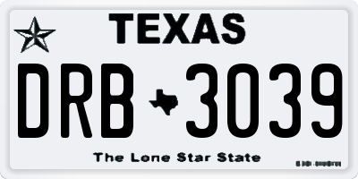 TX license plate DRB3039