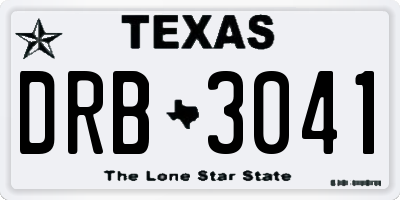 TX license plate DRB3041