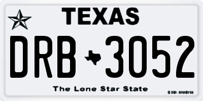 TX license plate DRB3052