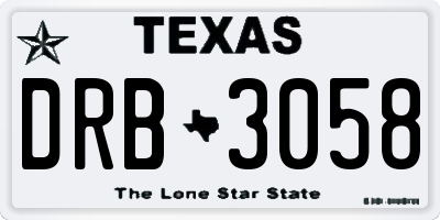 TX license plate DRB3058