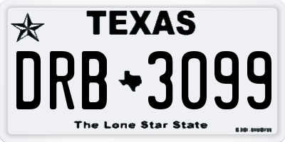 TX license plate DRB3099