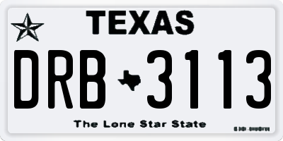 TX license plate DRB3113