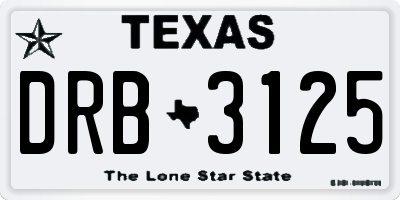 TX license plate DRB3125