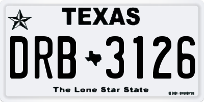 TX license plate DRB3126