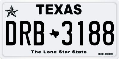 TX license plate DRB3188