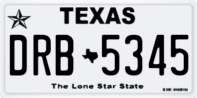 TX license plate DRB5345
