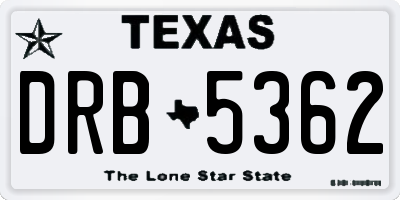 TX license plate DRB5362