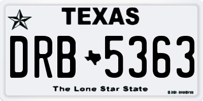 TX license plate DRB5363