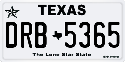 TX license plate DRB5365