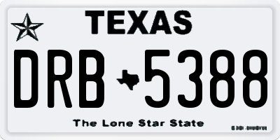 TX license plate DRB5388