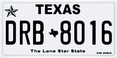 TX license plate DRB8016