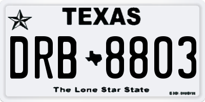 TX license plate DRB8803