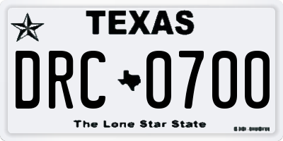 TX license plate DRC0700