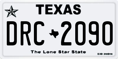 TX license plate DRC2090