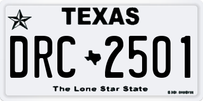 TX license plate DRC2501