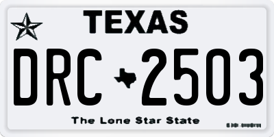 TX license plate DRC2503